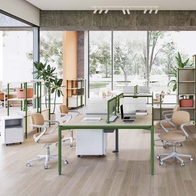 FLEX Vibrant Color Modern Office Workstation Desk With Height Adjustable Legs