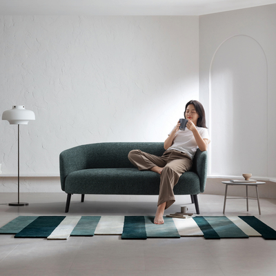 Plush Modern Office Couch , Bouncy Fabric Waiting Area Sofa For Small Spaces