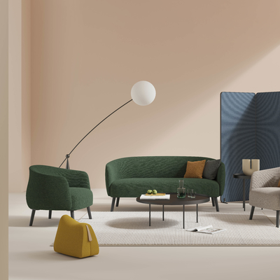 Plush Modern Office Couch , Bouncy Fabric Waiting Area Sofa For Small Spaces